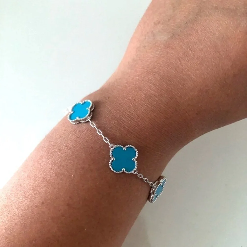 Turquoise Quatrefoil Clover 5 motifs Bracelet